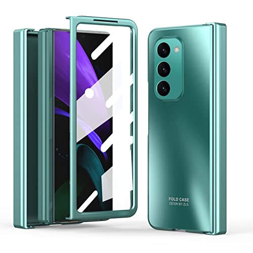 Housse de protection Samsung Z Fold 5 en verre plaqué vert pour un usage quotidien
