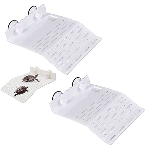 2 Pièces Tortue Plateforme,Tortue Basking Platform Rampe Reptile,Tortue Habitat Reptile Habitat Flottant,Aquarium RéServoir DéCor Escalade Quai pour Animaux Semi Aquatiques(12cm,20cm) Cover