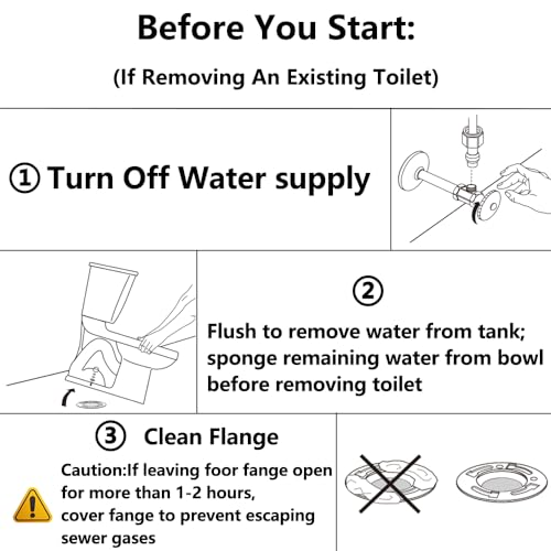 image for WCCH Toilet Wax Ring and Brass Toilet Floor Bolt, Floor Mounted Toilet