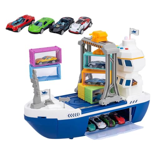 Cargo Ship Toy - Pretend Play Boat with Lights Sound for Kids Learning | ABS Material with Transport Scene Design, Port Crane Simulation, Creative Activity Toy for Classroom Home Party, 43 x 16,6 x 3
