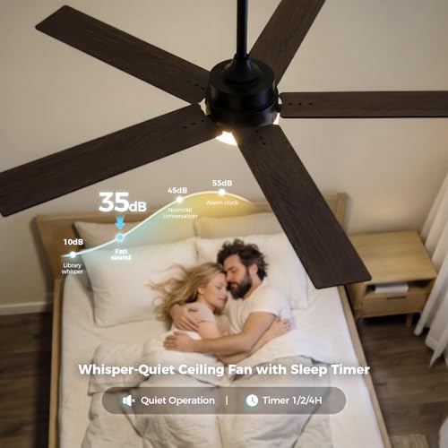 Image of Obabala Ceiling Fan with Light 52 Inch, DC Motor Ceiling Fan with Remote and APP Control, Dimmable LED Color Changing, Reversible Quiet Fan for Bedroom Living Room Indoor Outdoor, Modern