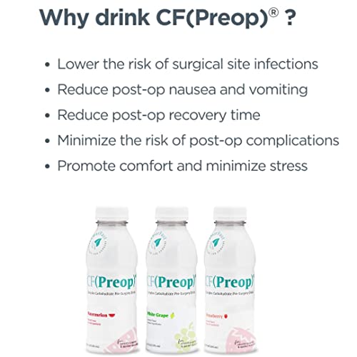 CF Nutrition CF(Preop) Complex Carbohydrate Pre-Surgery Drink, Promotes Highest Level of Presurgery Safety, Comfort, & Nourishment, Clear Liquid, Strawberry, 12 Fl Oz (Pack of 24)