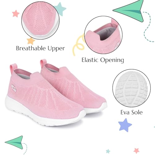 Image of TRASE Sports Slip-On Shoes for Kids | Knitted Upper Lightweight Footwear for Boys & Girls | Comfortable EVA Sole and Breathable Shoes for Walking & Play
