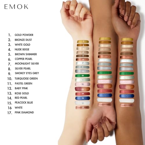 EMOK Face Highlighter, Bronzer & Illuminator | Silky Smooth Texture | Eye Makeup Glitter Eyeshadow Metallic | Blendable & Long Lasting | Blinding Glow,Loose Glitter Pearl (BABY... - Image 6