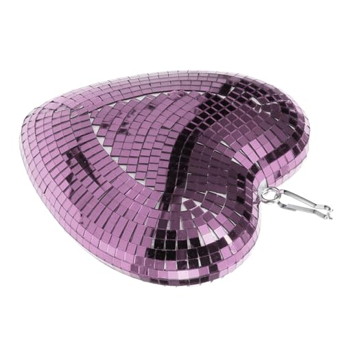 Bola de disco colgante en forma de corazón rosa con espejo reflectante para decoración de fiesta miniatura 3