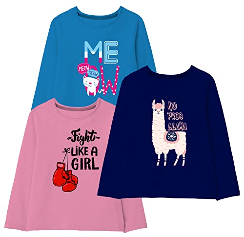 Image of minicult Cotton Printed Full Sleeve T Shirts for Girls(Pack of 3)