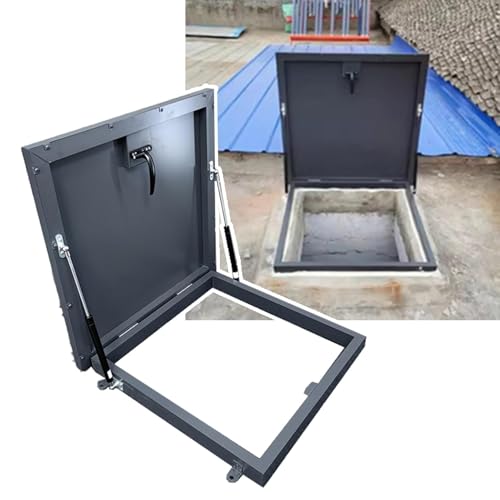 Trampilla de acceso a techo negra en acero 55x55 cm para claraboya de ático 2