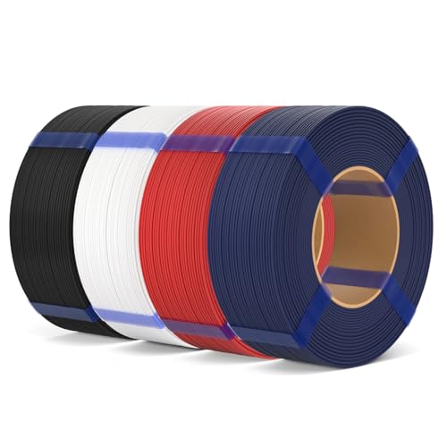 Image of ELEGOO Matte PLA Refill Filament Bundle 1.75mm 4KG, 3D Printer Filament No Spool High Dimensional Accuracy,3D Printing PLA for Reusable Spool Refilling Black /White /Ruby Red /Navy Blue