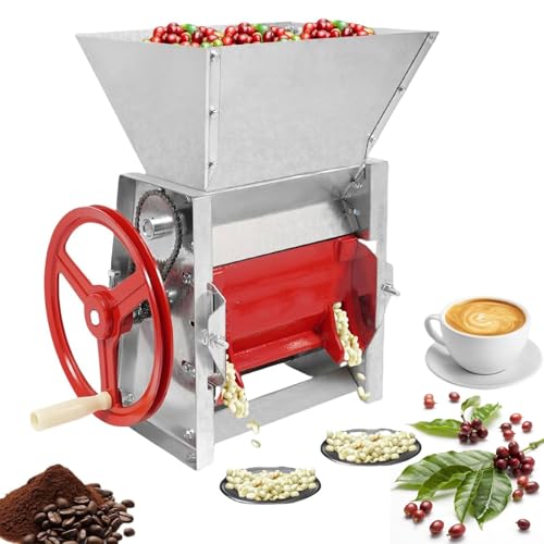 Heavy-Duty Manual Coffee Bean Peeling Machine,66.14-220.46Lbs/H Manual Bean Shelling Machine with Handle,Double Discharge Ports,for Cafes,Farms and Home Use