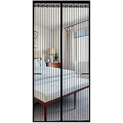 Cortina Antimosquitos 1 cortina de puerta con mosquitera negra de malla, mosquitera de hilo, cortina de puerta antimosquitos que repele los mosquitos que cuelgan en puertas y ventanas