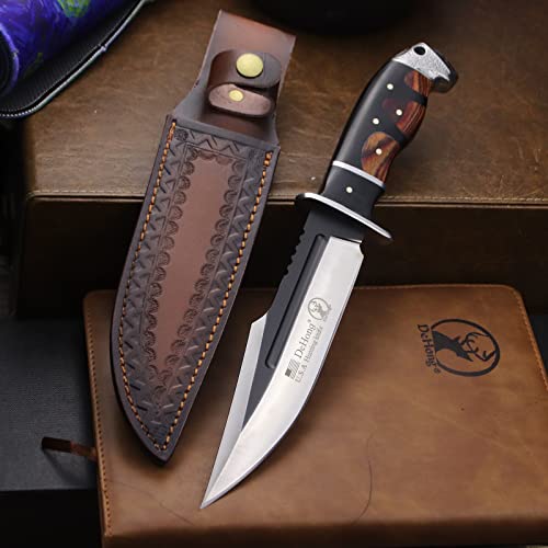 Wpkopya (Dehong-88) Hunting Knife, Sharp Outdoor Camping Knife, 7.1" (About 18 Cm) High Hardness 420 Stainless Steel Blade,Fixed Blade Knives With Leather Sheath, Survival Camping Knives, Household Slicing Knives, Boning Knives, Gift Collection Knives #TOP6