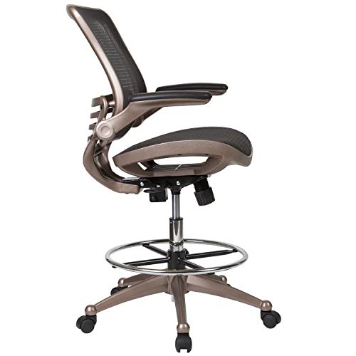 Image of Flash Furniture Waylon Mid-Back Swivel Office Chair with Adjustable Foot Ring and Seat Height, Ergonomic Mesh Chair with Armrests, Black /Gold