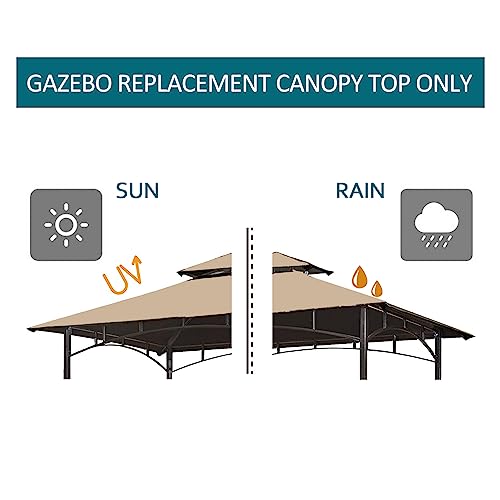Grill Gazebo Replacement Canopy Top - Wonwon 5x8 Gazebo Roof Double Tiered Outdoor BBQ Roof Cover Grill Shelter Only Fit for Model L-GG001PST-F (Beige) - Thumbnail 6