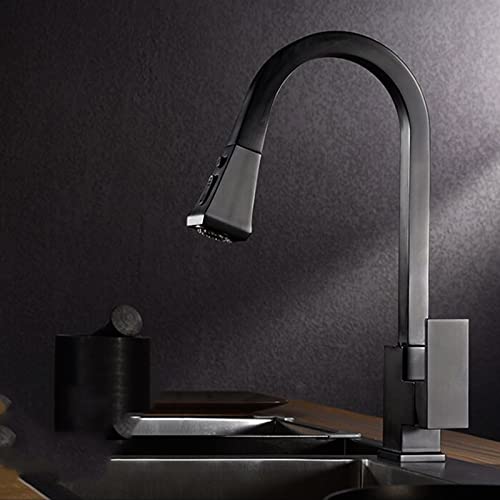 Grifo de cocina, grifo monomando de latón para fregadero, con rotación de 360°, grifo extraíble, mezclador de agua fría y caliente, 2 modos de salida de agua, grifo para lavabo bajo encimera.