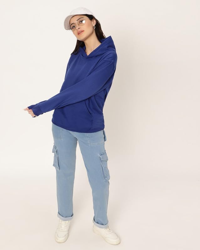 Image of BE SAVAGE Women's Solid Full Sleeves Cotton Hoodie