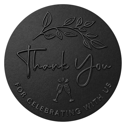 100PCS Thank You for Celebrating with Us Stickers, Matt Black Foil Labels for Wedding Party Favor Bags, Baby Shower Decorations, Dessert Treat Bags, Gift Wrapping & Envelope Seals 1.6 Inch (Black)