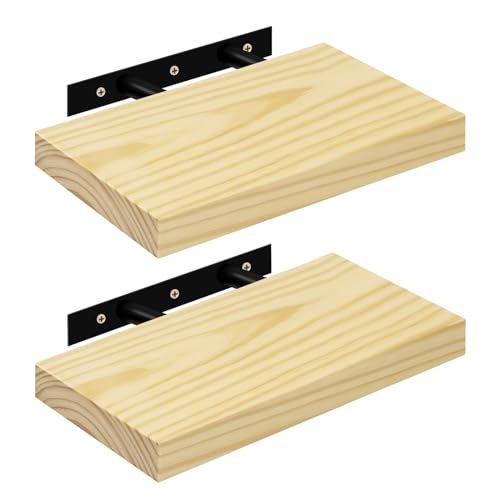 eSituro Étagères Murales Suspendue, Lot de 2, Pin Massif, Étagères Flottantes pour Salon,...