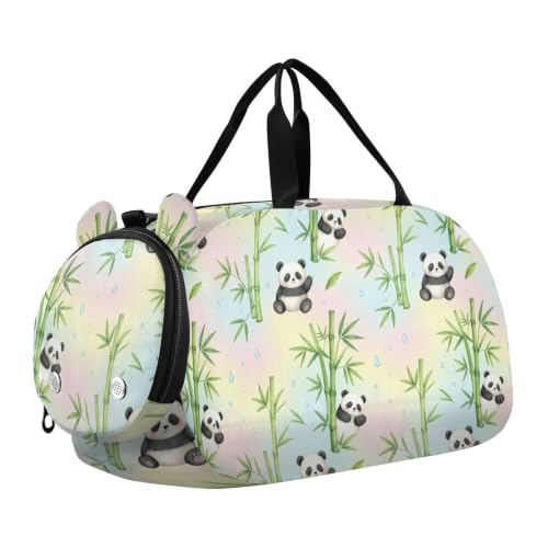 Bolsa de deporte para niños con diseño de panda, maleta infantil de fin de semana y baile