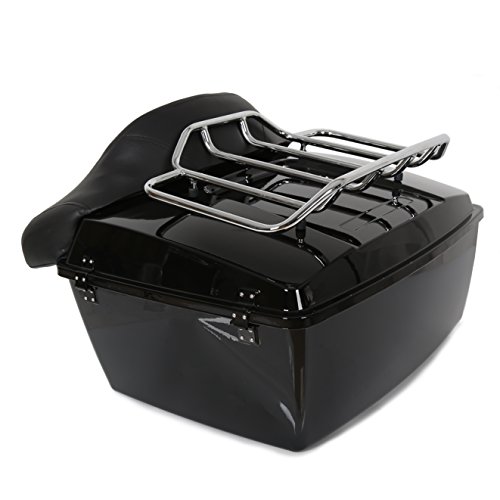 Image of ECOTRIC Luggage Trunk Compatible with 1997-2013 Harley Road King Electra Glide Road Glide Street Glide King Motorcycle Trunk W /Top Rack