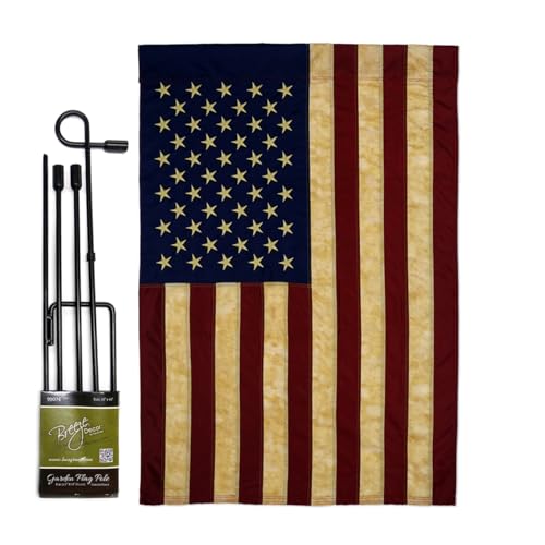 USA Vintage Garden Flag Stand Kit Wall Hanging Decor For