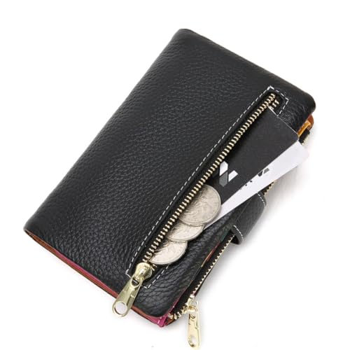Real Leather Wallet Minimalist Blocking Wallet with Removable Card Holder & Coins Pocket (Black)2