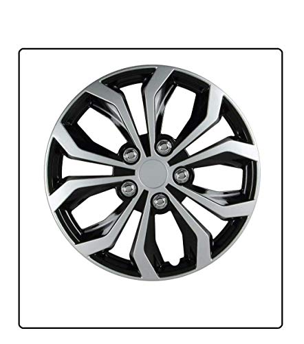 Image of New Dual Color Silver Black 13-inch Wheel Cover with Rings (15) Set of 4pc