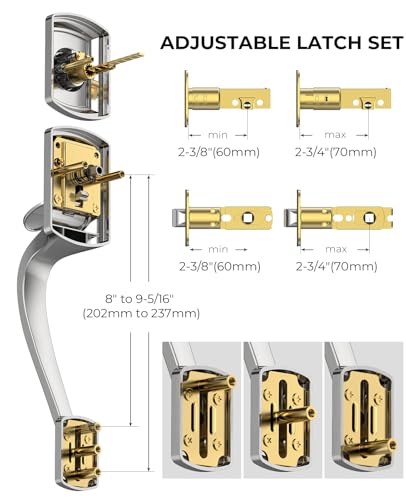 Image of Nickel Front Door Handle and Deadbolt Set, Front Door Lock Set | Heavy Duty Exterior Door Handle, Brushed Entry Locksets with Deadbolt, Exterior Door Lock with Lever, Easy Install, Universal