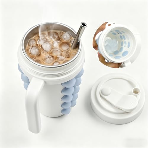 Vaso con moldes para hielo y asa, silicona e inoxidable miniatura 1