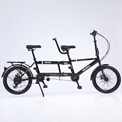 Gojlex Foldable Tandem Bike, 20”City Tandem Folding Bicycle, 7-Speed Adjustable Cruiser Bike Folding Bike With 3 Seats& Disc Brake, Ce Fcc Ccc #TOP7
