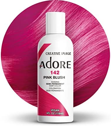 Adore Semi Permanent Hair Color - Vegan and Cruelty-Free Pink Hair Dye - 4 Fl Oz - 142 Pink Blush (Pack of 1)
