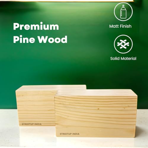 Image of Streetup India Wooden Yoga Block With Eco-Freindly Pine Wood| Non-Slip Workout Block|Extra Large 9X5X3 Inches (Set of 1)