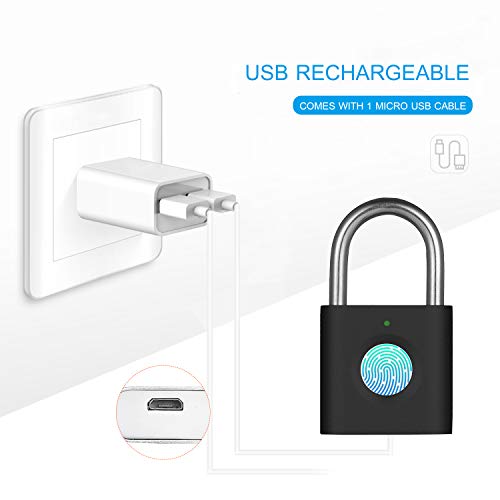Ajcoflt Cadeado de impressão digital inteligente de alta segurança 20 usuários suportados Longa vida