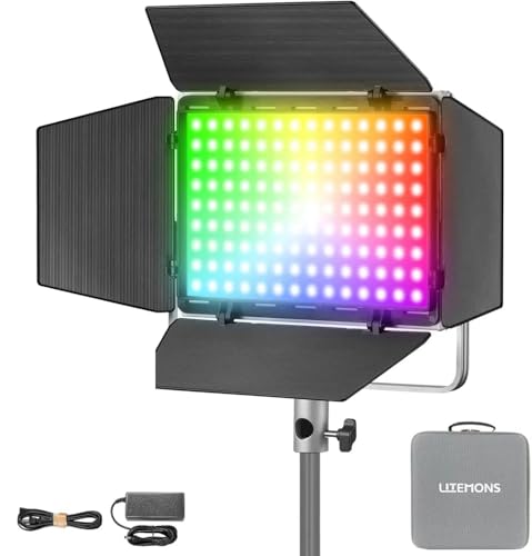 Godox LP600R RGB LED Video Light with Barndoor, 60W 1800K-10000K 9270Lux LED Panel Light with 14 FX Effects APP Control CRI/TLCI 96+ Dimmable 0-100% Studio Soft Light for Photography