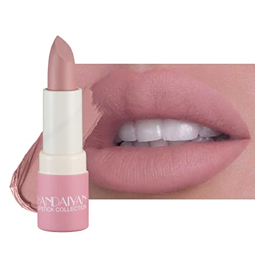 Matte Lippenstift Wasserdicht Langlebige Feuchtigkeitsspendende Lippenstift Sexy Rot Rosa Samt Nude Lippenstifte Frauen Kosmetik Lippenstift (Hellrosa Grau)