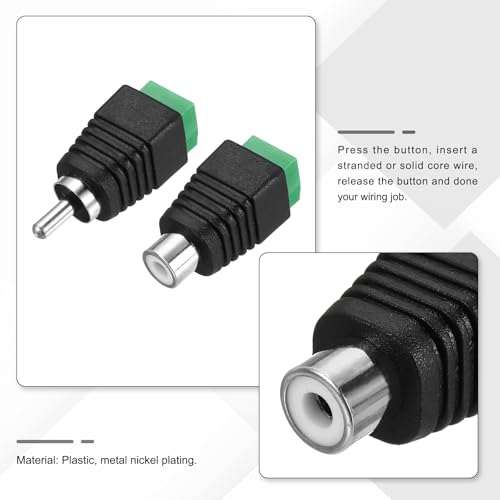 Adaptador RCA macho a hembra sin soldadura 6 unidades miniatura 3