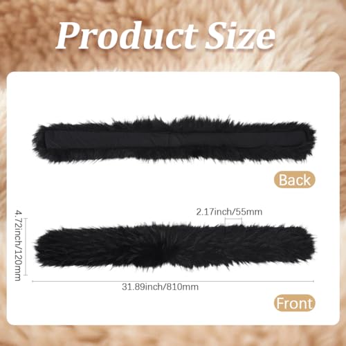 GORGECRAFT 81 * 12cm Faux Fur Collar Scarf Detachable Faux Fur Hood Trim Replacement Black Hood Trim Neck Warmer Shawl Artificial Furry Chenille Stick Trim for Winter Coat Jacket Parka Christmas2
