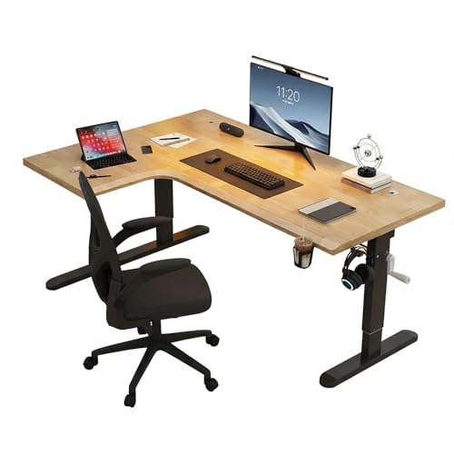 FXLKLUXE ���~�f�X�N �X�^���f�B���O�f�X�N �p�\�R���f�X�N l�� ��160cm 180cm 25mm�̖��C�ރe�[�u���g�b�v �w�K�� �ω׏d200kg �h�����N�z���_�[�t���E�w�b�h�z���t�b�N�t�� ���߉\�ȋr�t��75~110cm ���ɋ����A�ώ�������