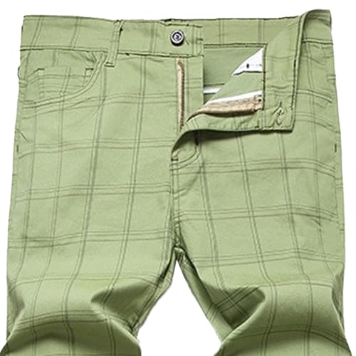 Men's Business Formal Dress Pants Slim Fit Stretchy Suit Pants Casual Stylish Plaid Work Pants​2