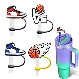 Large 10mm Basketball Sneakers Straw Covers Cap for Stanley Cup 40 oz 30 oz Silicone Cartoon Straw Topper Straw Tips Cover Protector Plugs for Stanley Tumblers for Stanley Cup Accessories Yl71904-15