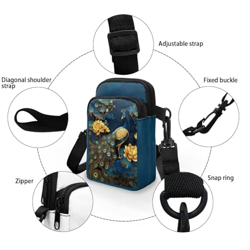 Image of Hawaiian Tribal Small Crossbody Bags for Women Cell Phone Bag Purse, Sea Turtle Zipper Sling Purses Shoulder Bag