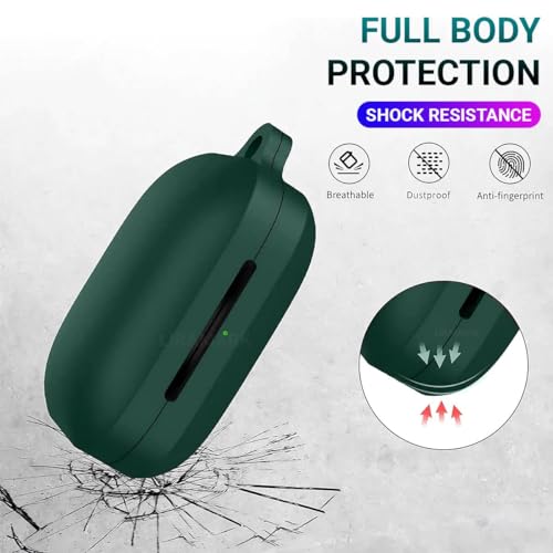 Image of LIRAMARK Silicone Cover Case with Carbiner Compatible with OnePlus Buds Pro 2 (2023) / Oneplus Buds Pro 2R (Green)