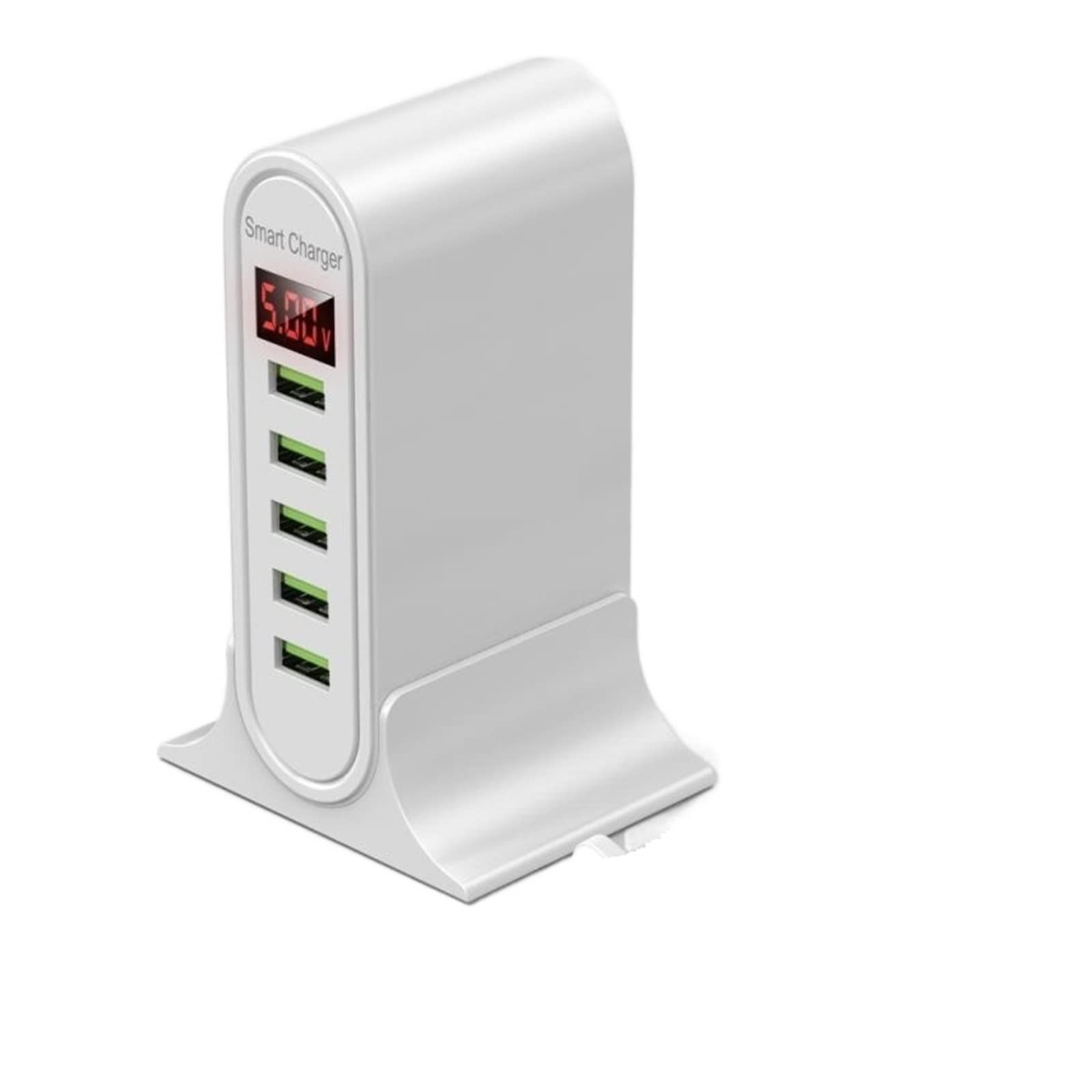 Caricatore USB, 5 Porte con Display a LED Stazione di Ricarica Multi for Caricabatterie da Tavolo for Telefono Universale Caricabatterie Sicuro(White)