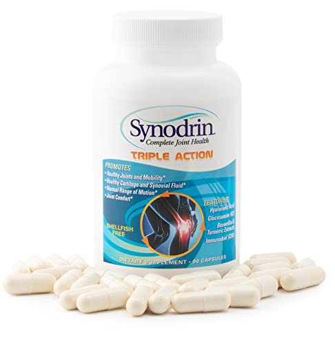 SYNODRIN Triple Action Complete Joint Health Support Supplement with Omega-5, Glucosamine, Turmeric, Boswellia, Hyaluronic Acid & Black Pepper Extract - 90 Capsules