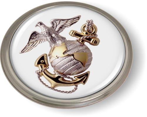 Image of The Eagle Globe Anchor US Marine CAR Emblem Semi-Flexible Aluminum Bezel | Officially Licensed US Marine Corps Product, 3D Domed, Badge, Sticker, made by BestLicensePlateFrames