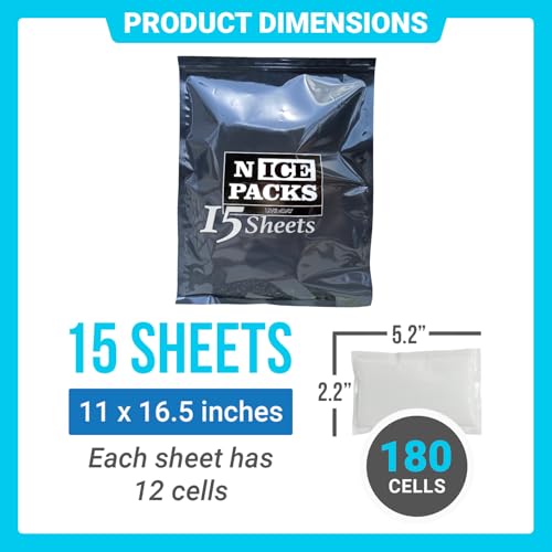 Image of Nice Packs Reusable Dry Ice Packs for Cooler & Lunch Boxes, 180 Cells
