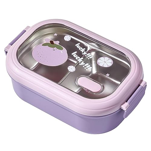 HAOHIZE Lunch Containers for Adults, Leakproof Lunch Box for Adult, Microwave safe, Lunch Box Portable Safe Leakproof Divided Stainless Steel Thermal Lunch Box for Office (Purple)