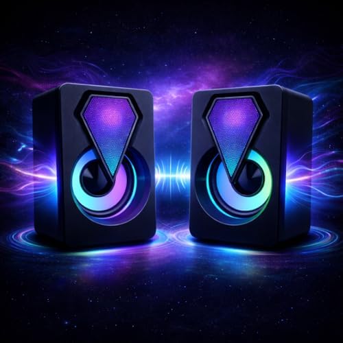 Caixa de Som Gamer RGB para PC USB e P2, Alto-Falante Estéreo Pot...