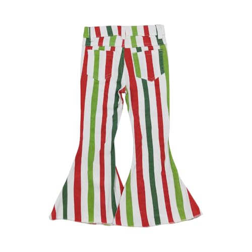 Toddler Girl Colorful Stripe Jeans Denim Bell Bottom Pants2