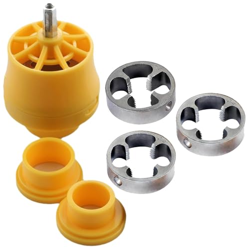 PVC Pipe Threader - PVC Thread Maker Tool for Electric Drill - PVC Threader Kit with 3 Dies, 3 Dies,1-2, 3-4, 1 Pipe - Pipe Threader Plumbing Tool