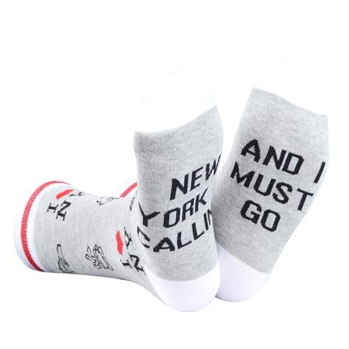 JTOUK New York Travel Vacation Gift New York Is Calling I Must Go Neuheit New York Socken Geschenk für New York Liebhaber, New York Is Calling EU, One Size Tall